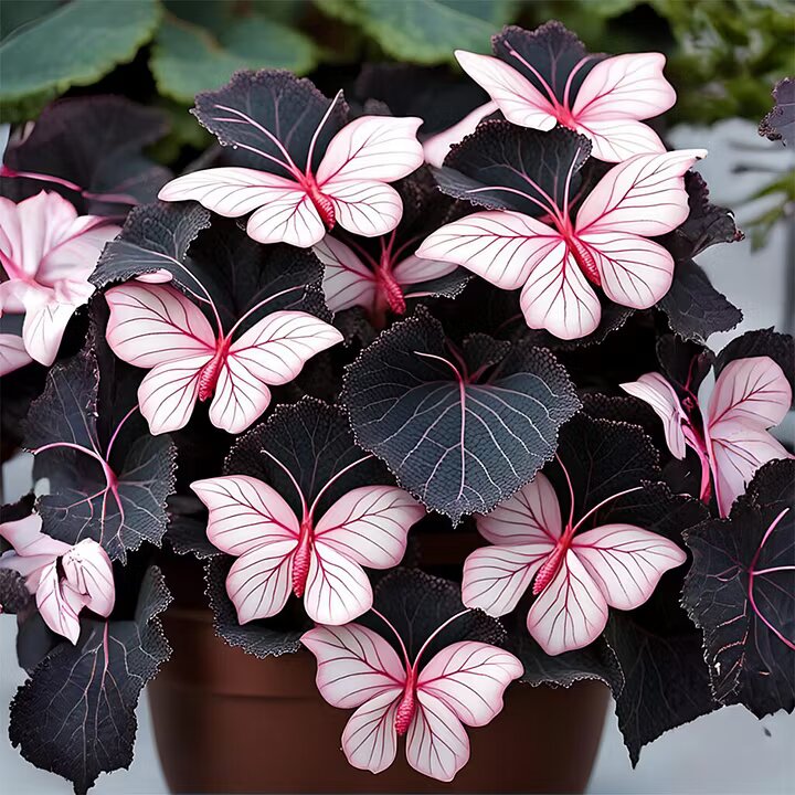 Moonlight Butterfly Begonia Pink/White Seeds for Planting, Heirloom Non-GMO, Organic Garden Seeds High Germination