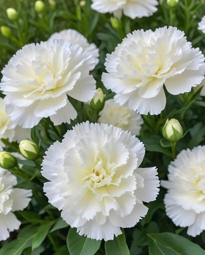 White Carnation Flower Seeds Heirloom Non-GMO High Germination Organic Garden Seeds for Planting