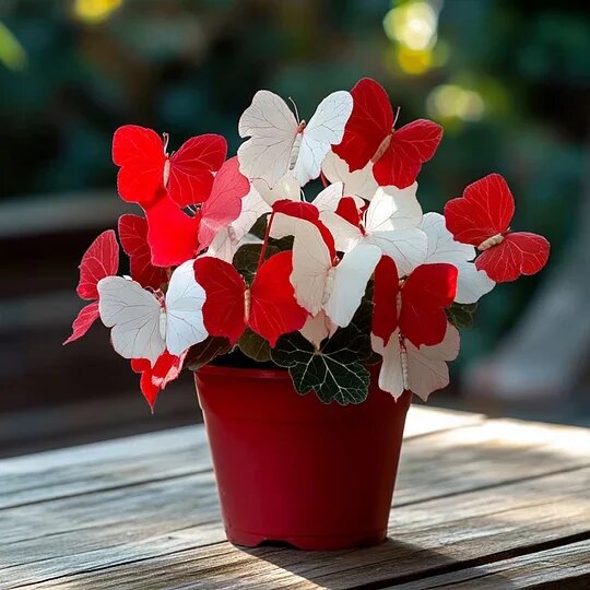 Moonlight Butterfly Begonia - Red and White Heirloom Non-GMO Seeds for Planting High Germination