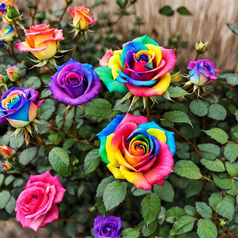 Mixed Rainbow Rose Flower Seeds – Heirloom, Non-GMO, High Germination Seeds