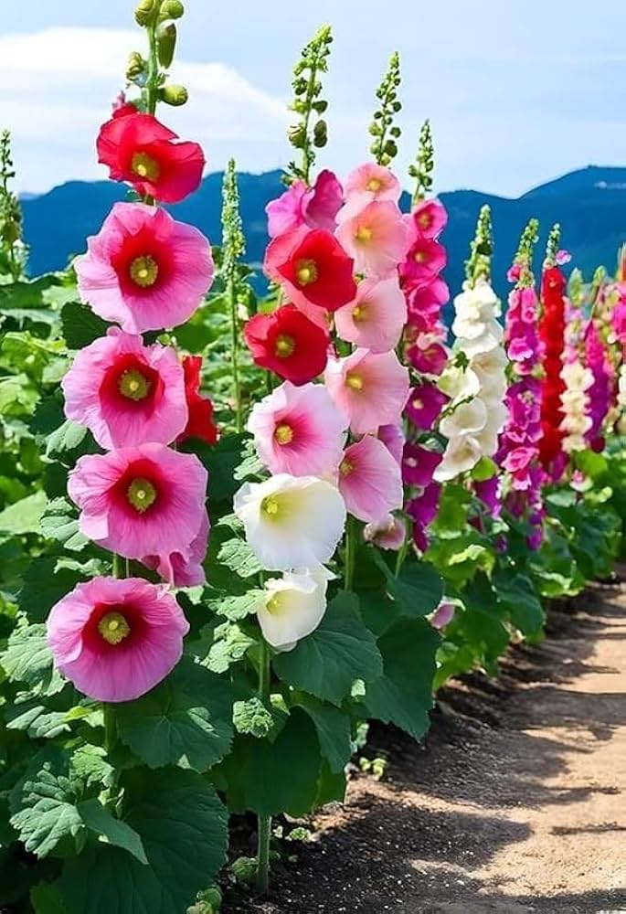 Mixed Hollyhock Flower Seeds – Heirloom, Non-GMO, High Germination Seeds