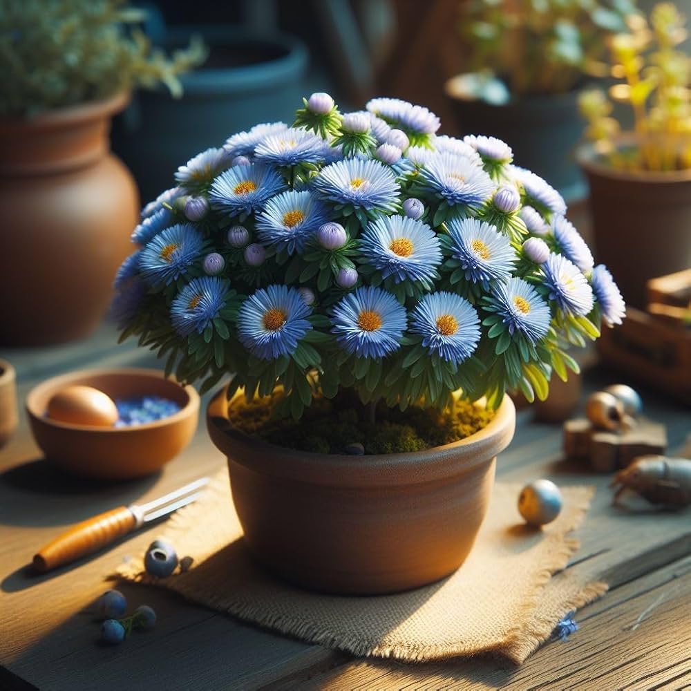 blue aster flower seeds