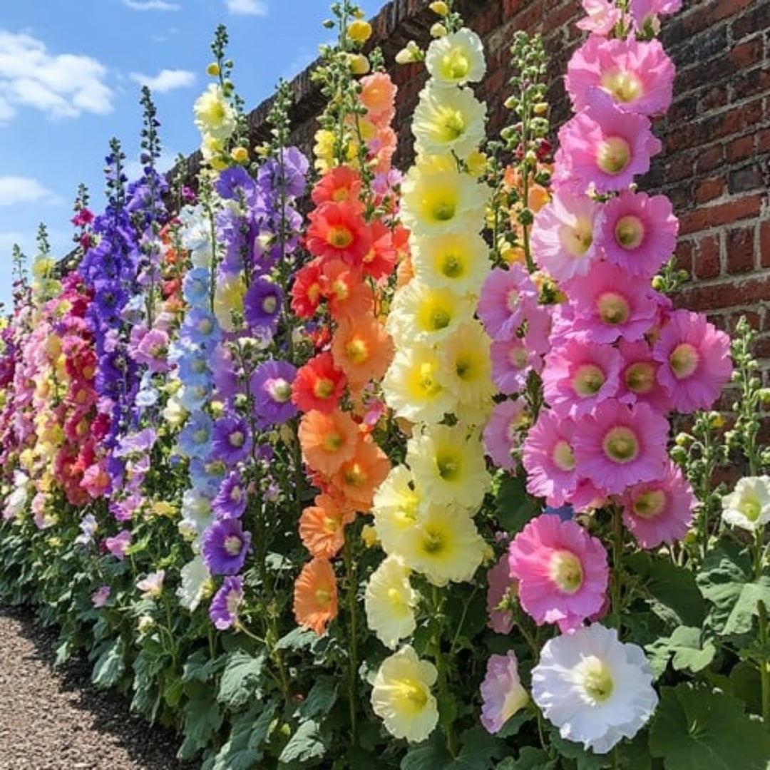 Hollyhock Flower Seeds Mixed – Heirloom, Non-GMO, High Germination Seeds