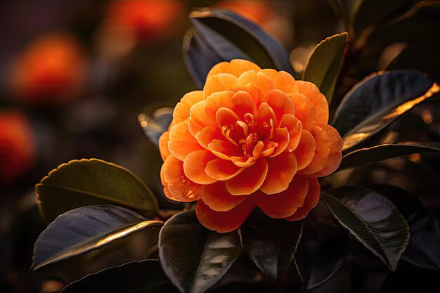 Camellia Flower Seeds Orange – Heirloom, Non-GMO, High Germination Seeds for Planting, Organic Garden Seeds
