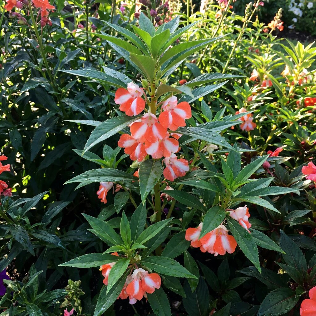 Orange White Impatiens Flower Seeds – Heirloom, Non-GMO, High Germination Seeds