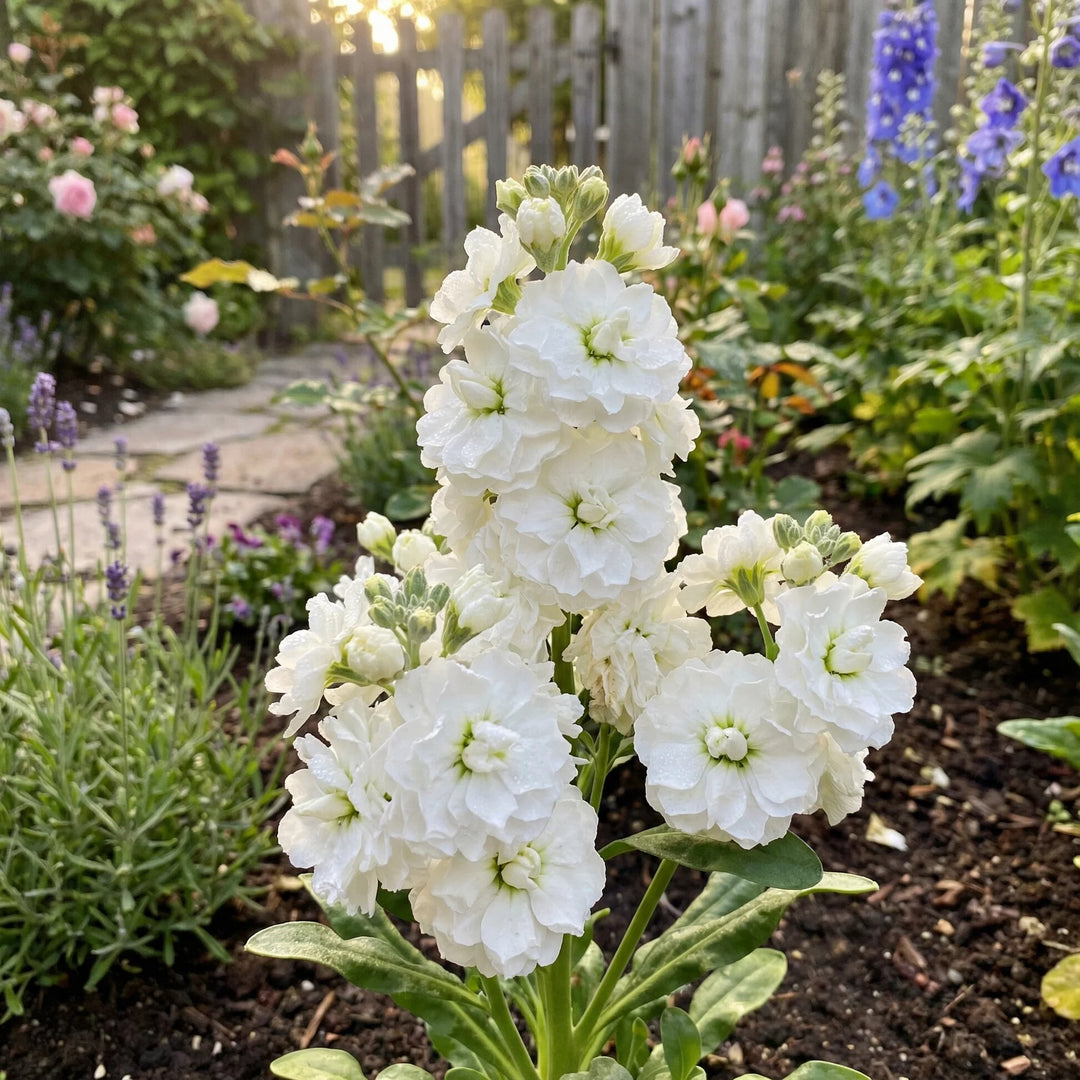 White Matthiola Incana Flower Seeds – Heirloom, Non-GMO, High Germination Seeds