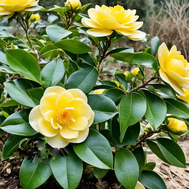 Yellow Camellia Flower Seeds – Heirloom, Non-GMO, High Germination Seeds for Planting